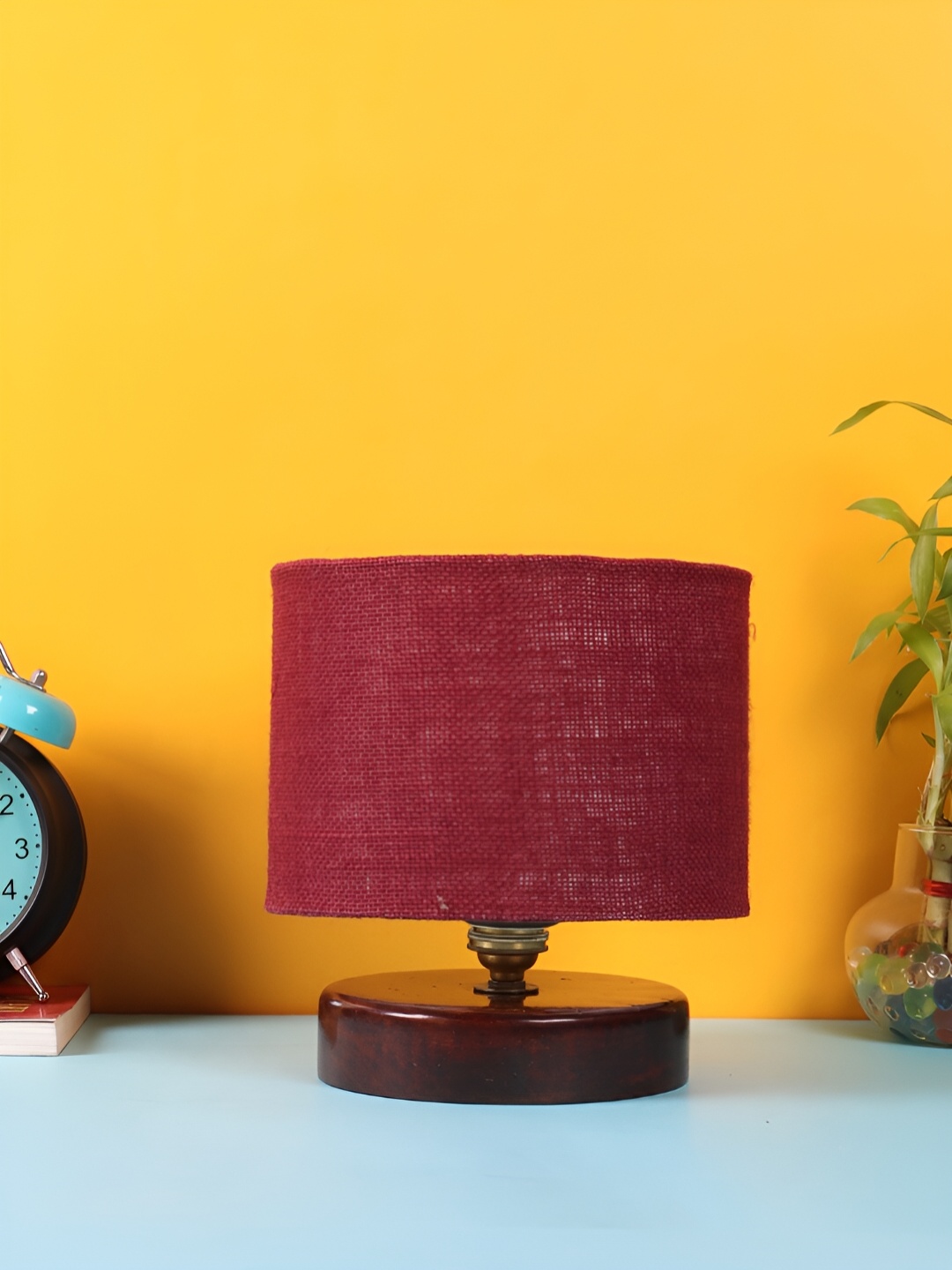 

Devansh Maroon Wooden Cylindrical Shaped Table Lamp