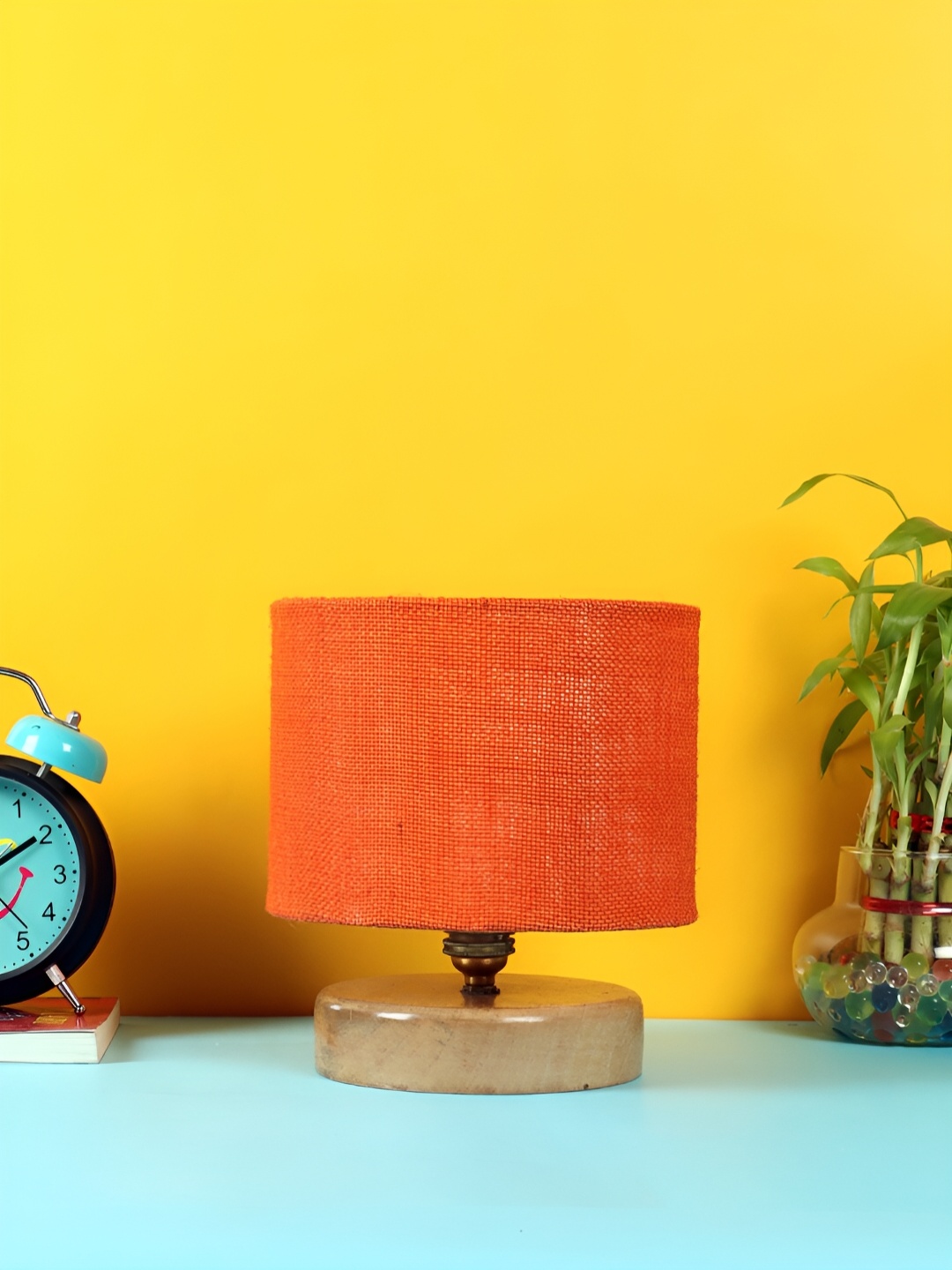 

Devansh Orange Wooden Traditional Cylindrical Shaped Table Lamp