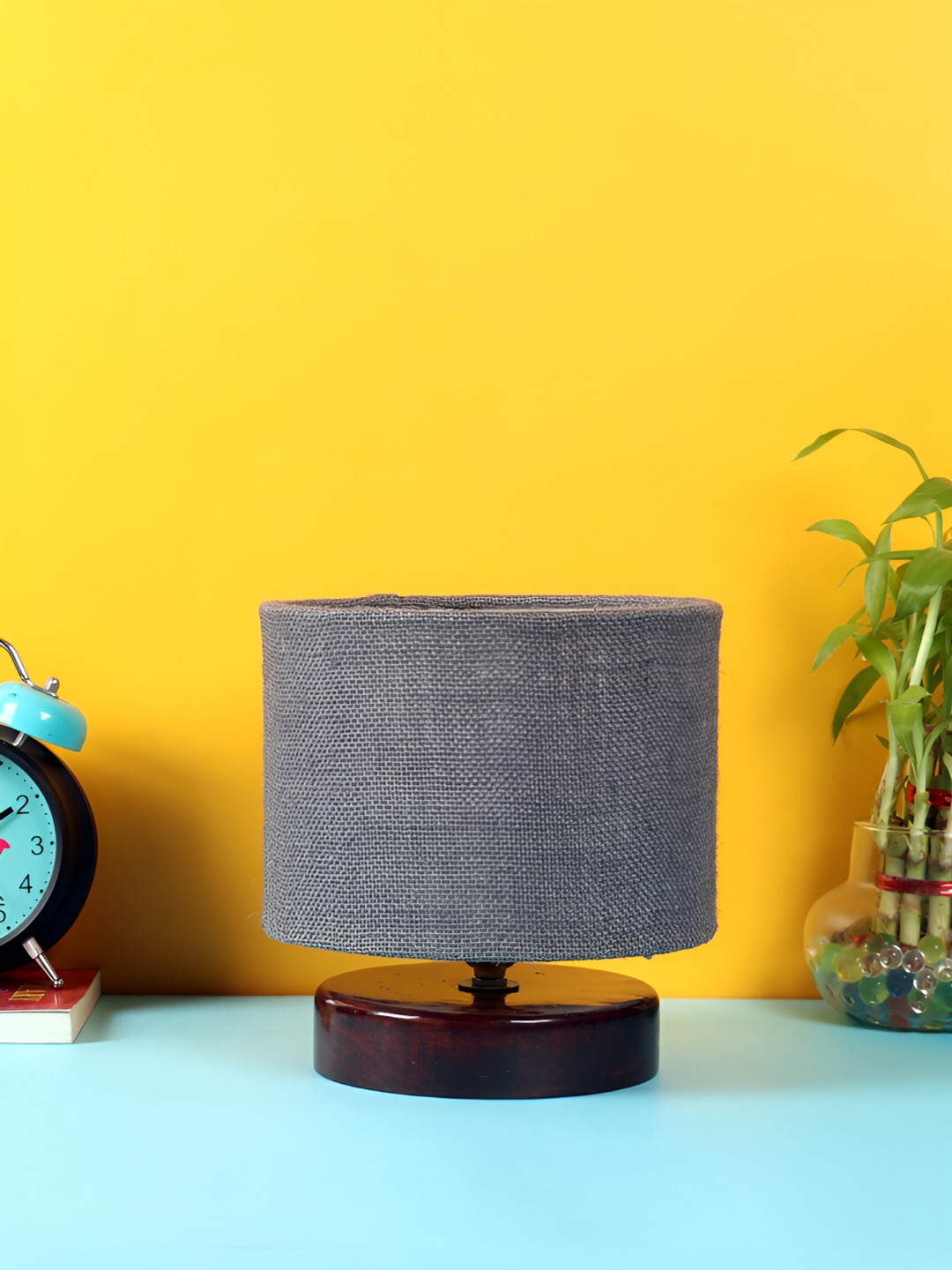 

Devansh Grey Wooden Cylindrical Shaped Table Lamp