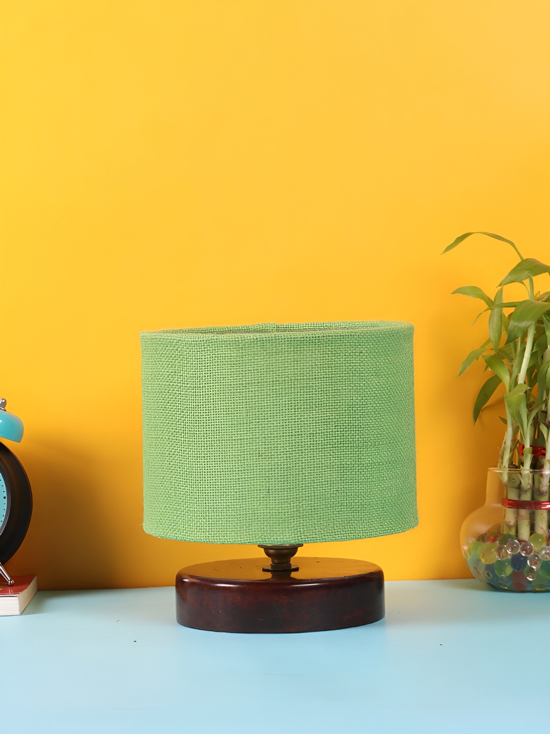 

Devansh Green Wooden Cylindrical Shaped Table Lamp
