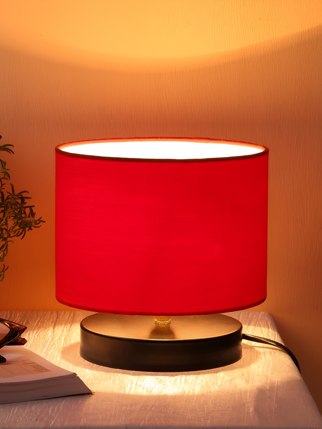 

Devansh Red Wooden Traditional Cylindrical Shaped Table Lamp