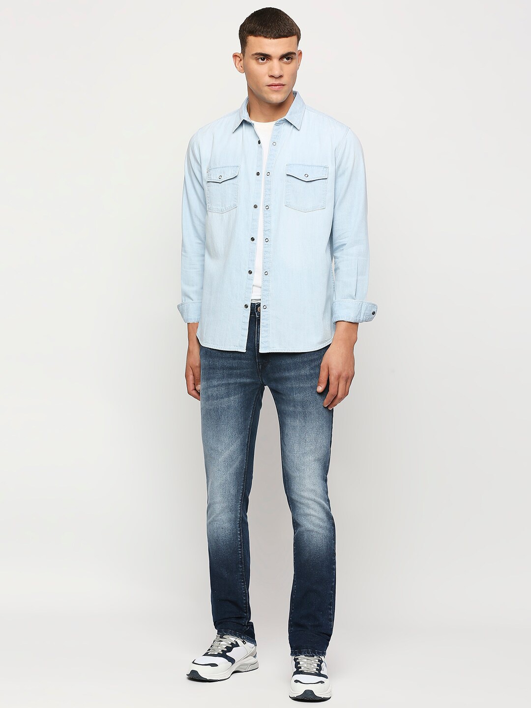 

Pepe Jeans Faded Spread Collar Pure Cotton Casual Shirt, Blue