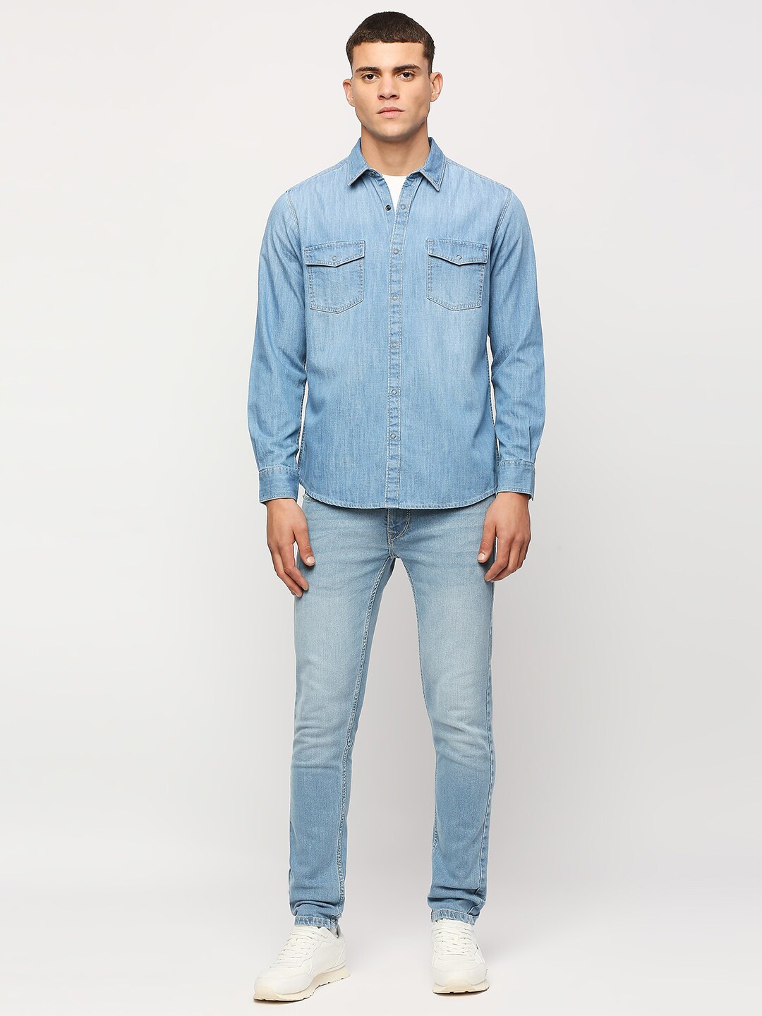 

Pepe Jeans Faded Spread Collar Pure Cotton Casual Shirt, Blue