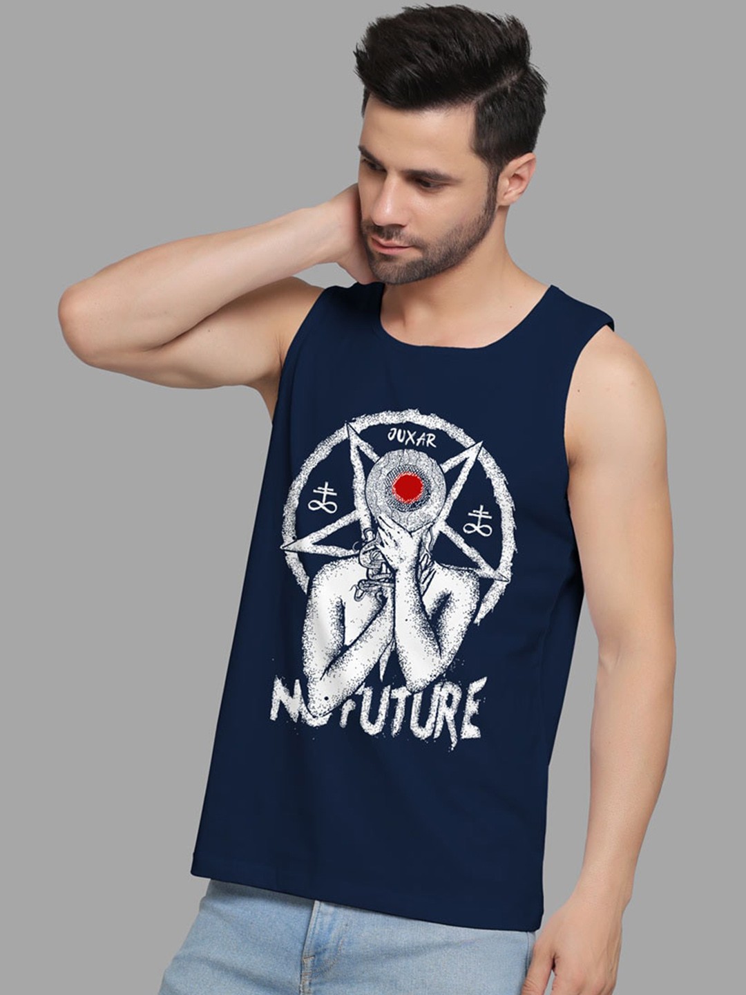 

Juxar Printed Cotton Innerwear Vests JXR-100SAN-NY-XS, Navy blue
