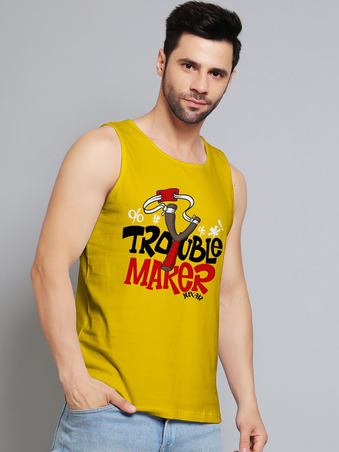 

Juxar Printed Cotton Sleeveless Innerwear Vests JXR-091SAN-YL-XS, Yellow