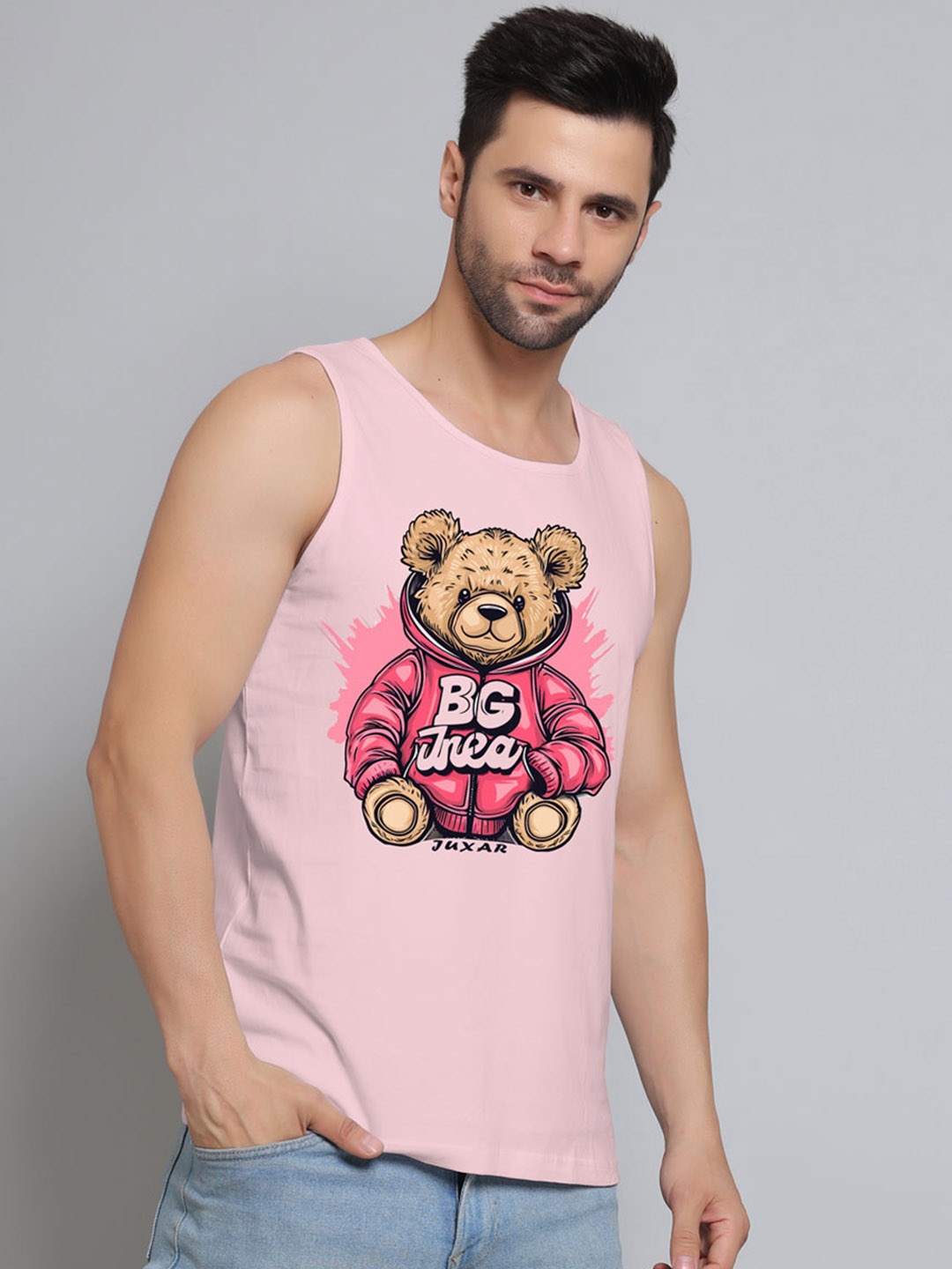 

Juxar Printed Cotton Gym Vest JXR-126SAN-PK-XS, Pink