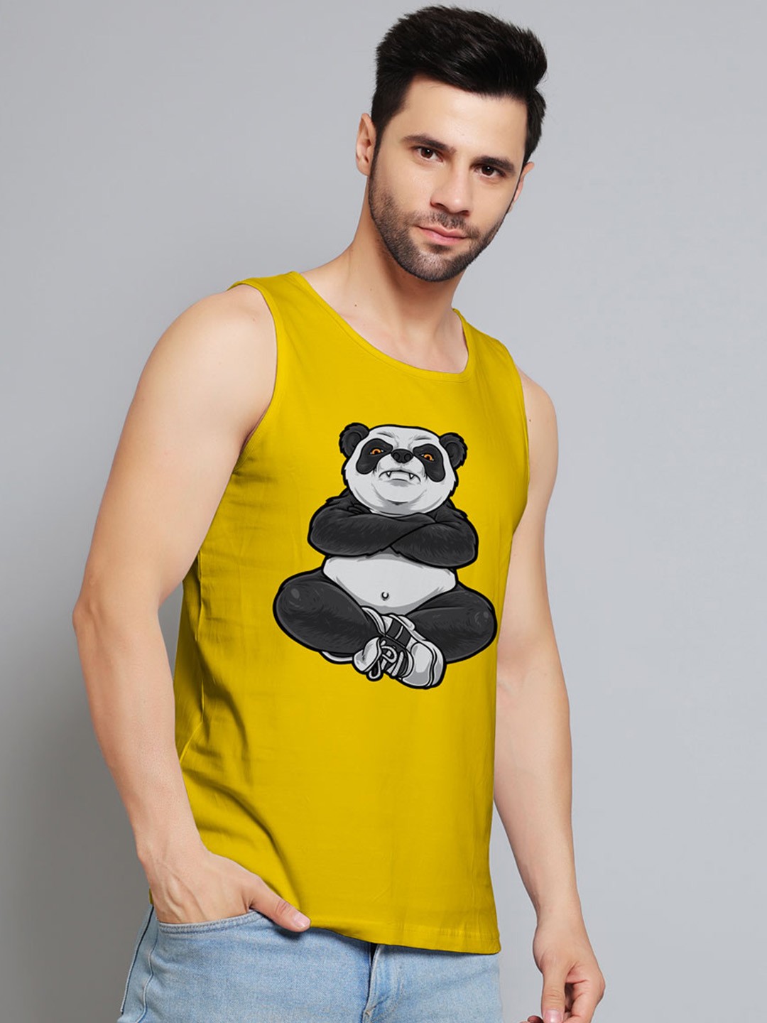 

Juxar Panda Printed Cotton Innerwear Vests JXR-071SAN-YL-XS, Yellow