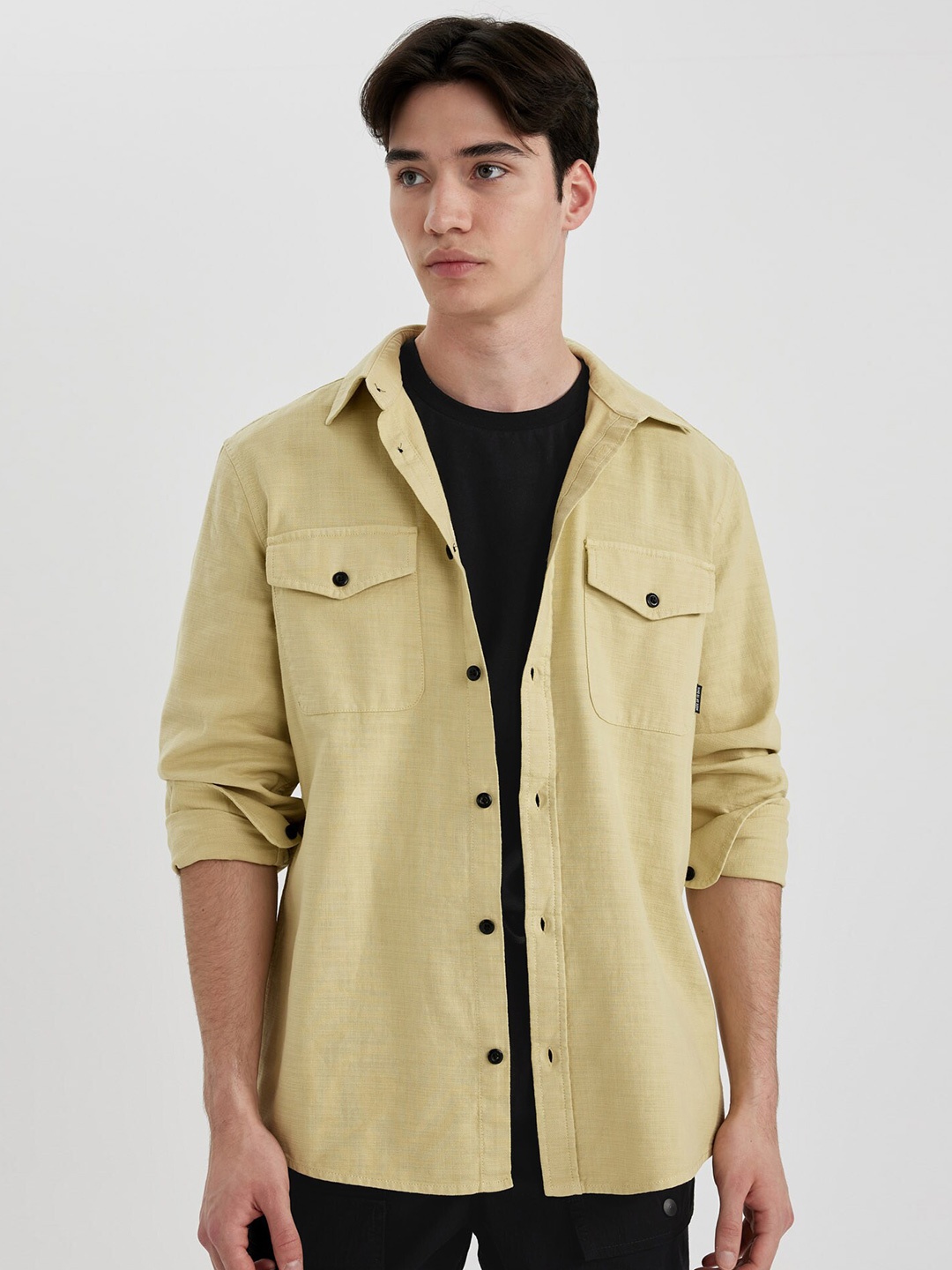 DeFacto Pure Cotton Casual Shirt, Khaki