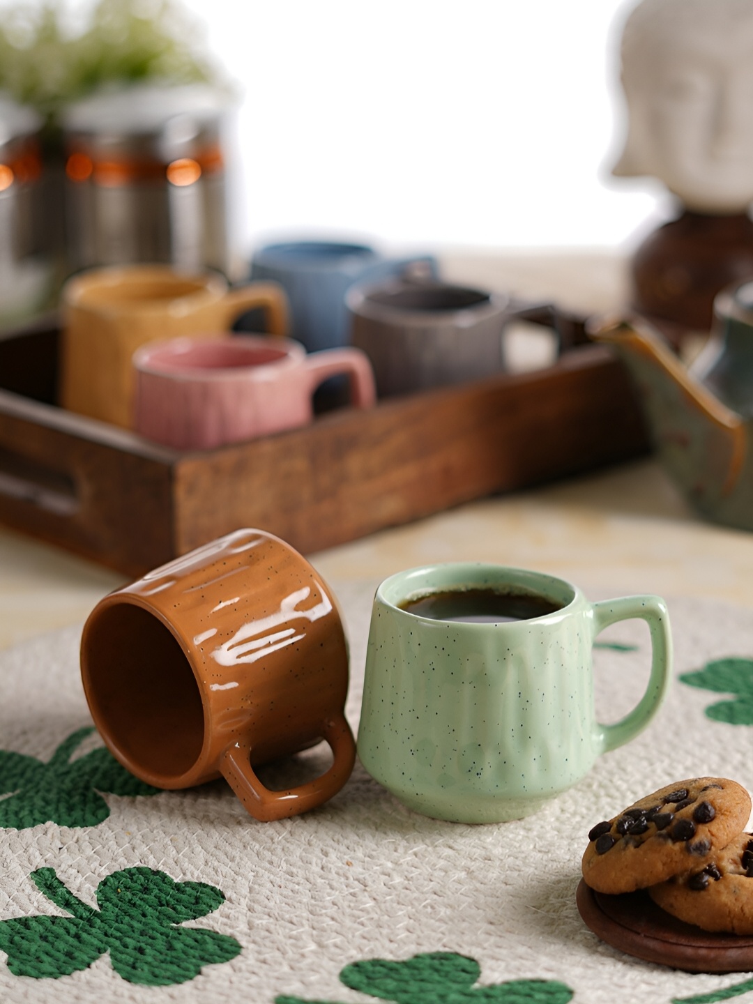 

Aura Blue & Pink Textured Ceramic Glossy Mugs Set of Cups and Mugs
