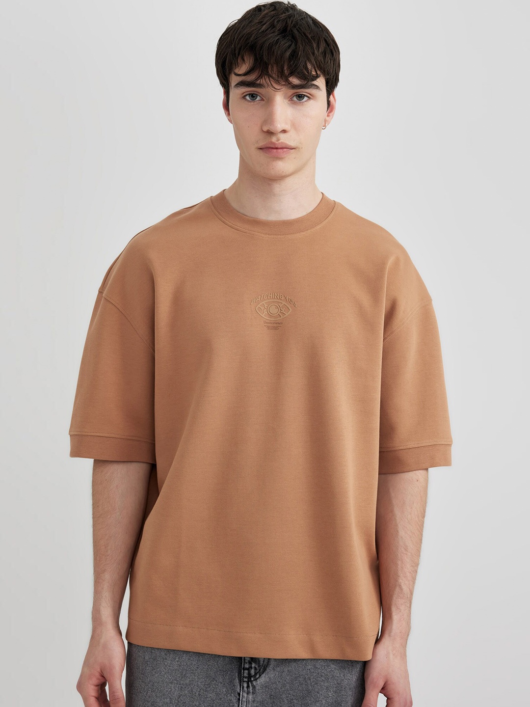 DeFacto Round Neck Short Sleeves T-shirt, Khaki