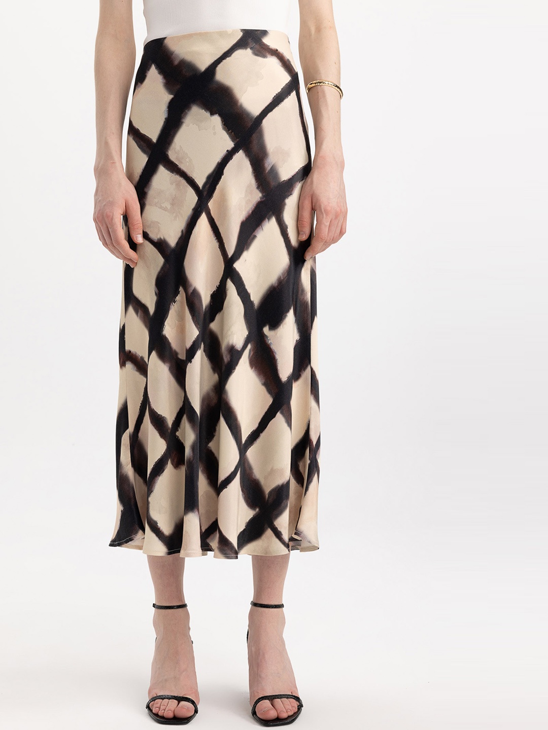 

DeFacto Tie & Dye Flared Maxi Skirt, Cream
