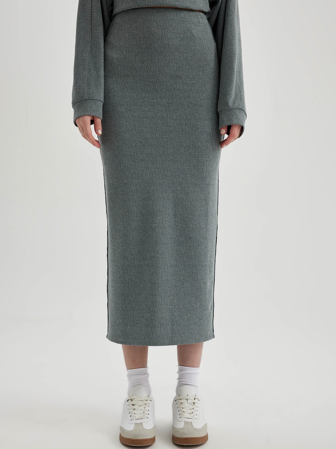 DeFacto Pencil Straight Maxi Skirt, Grey