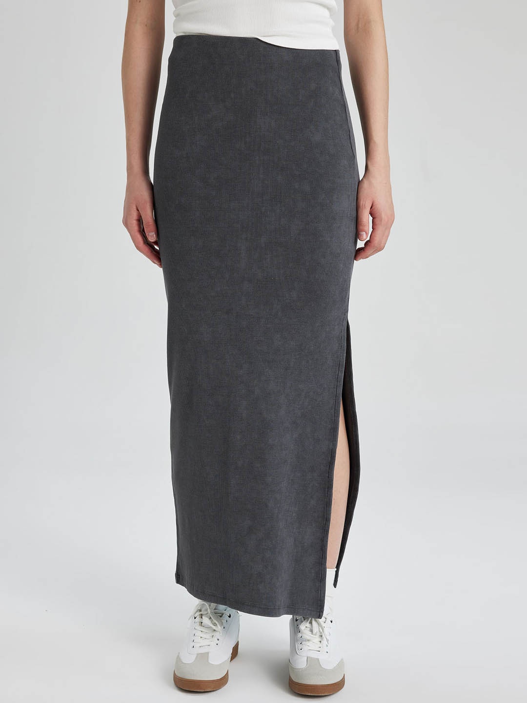 

DeFacto Slip-On Pencil Maxi Skirts, Grey