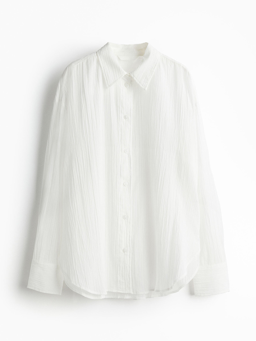 

H&M Women Crinkled Cotton Shirt, White