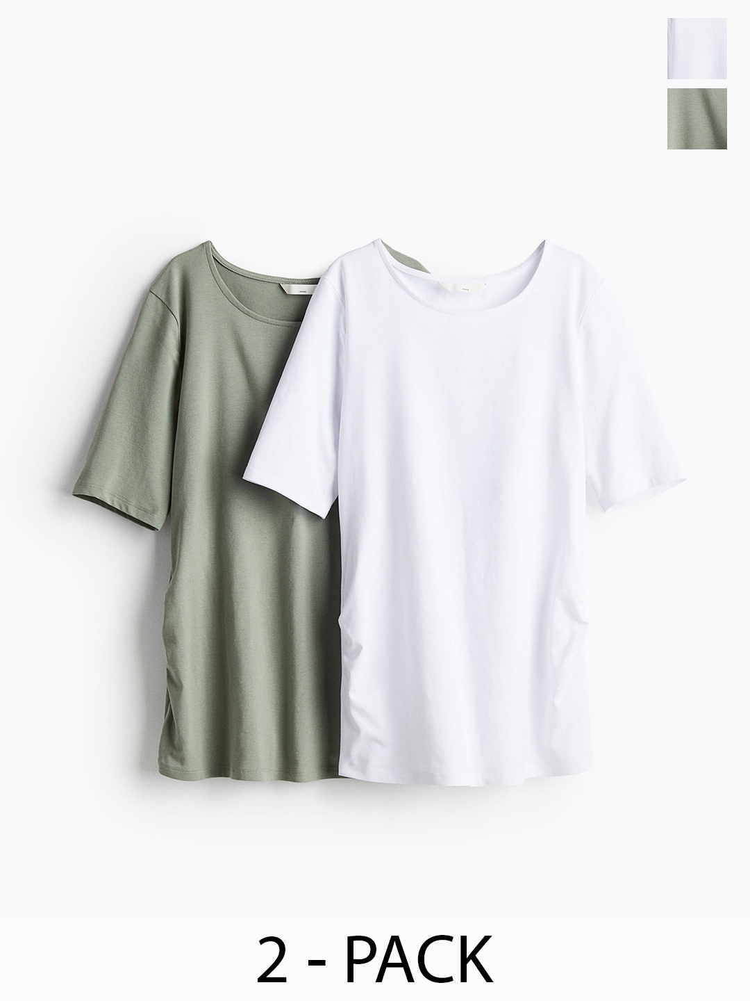 

H&M Women MAMA 2-Pack Cotton Tops, Green