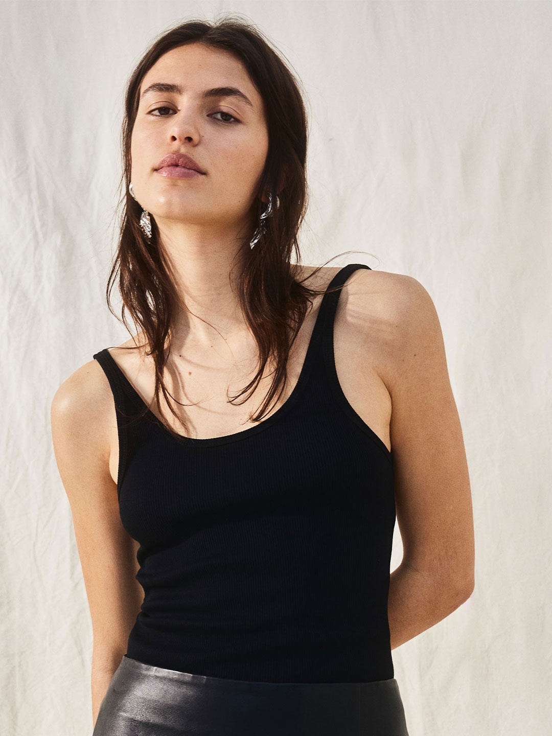 

H&M Ribbed Vest Top, Black