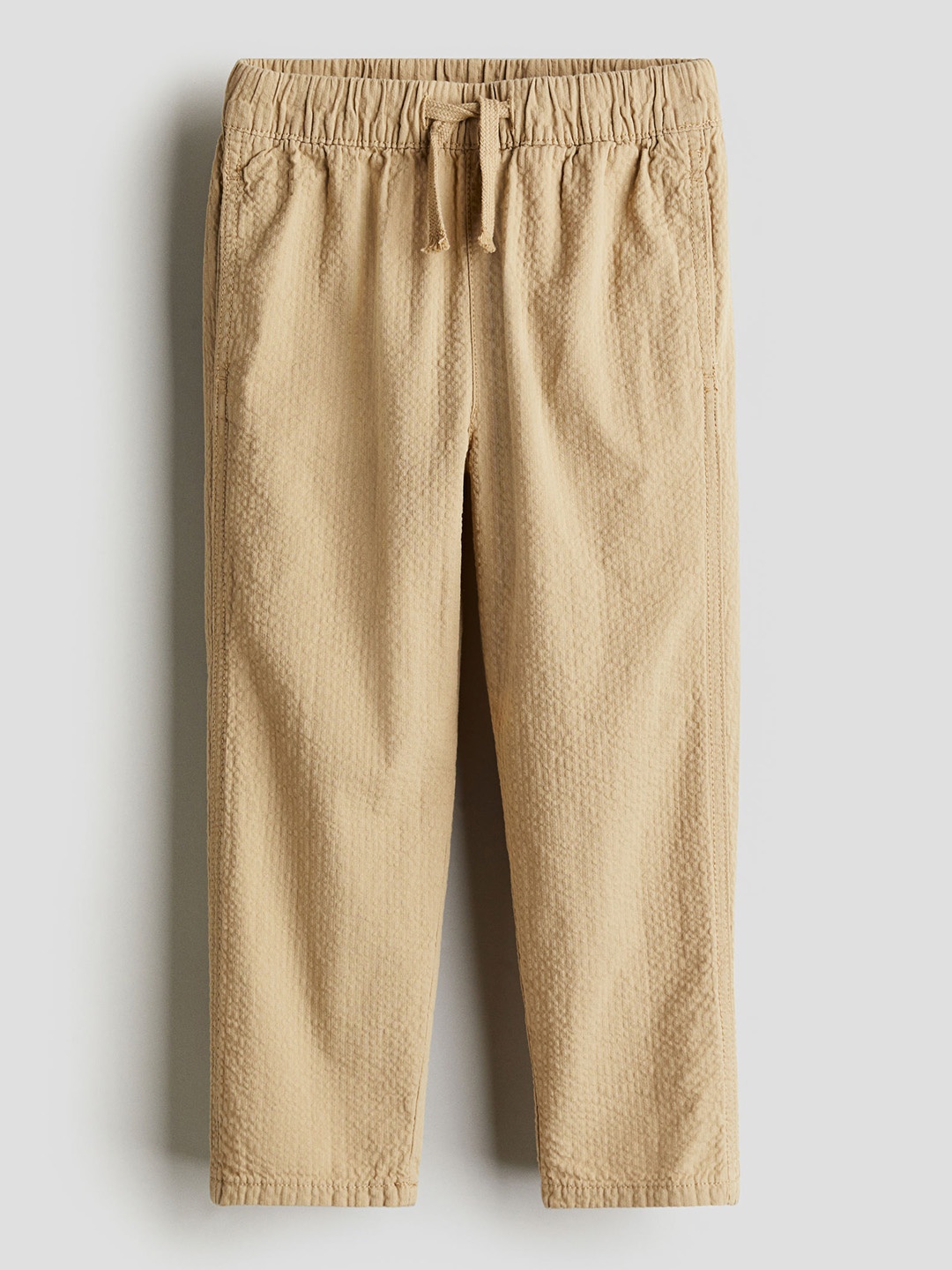 

H&M Boys Pure Cotton Seersucker Joggers, Beige