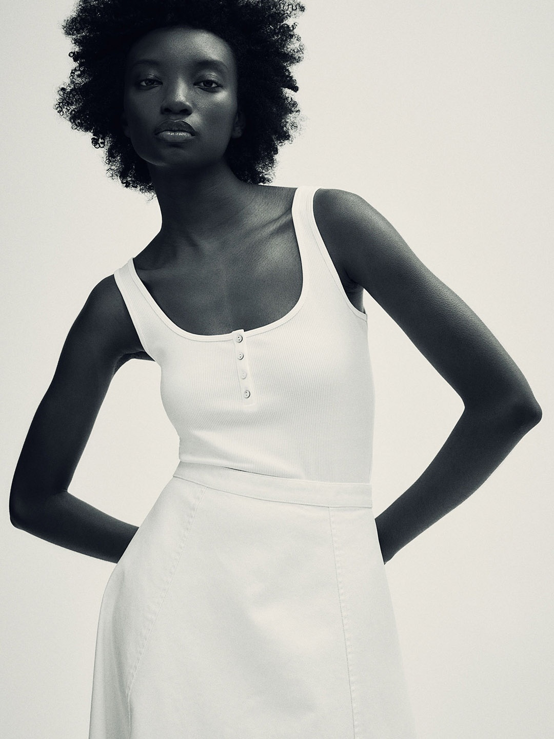 

H&M Women Ribbed Button-Front Bodysuit, White