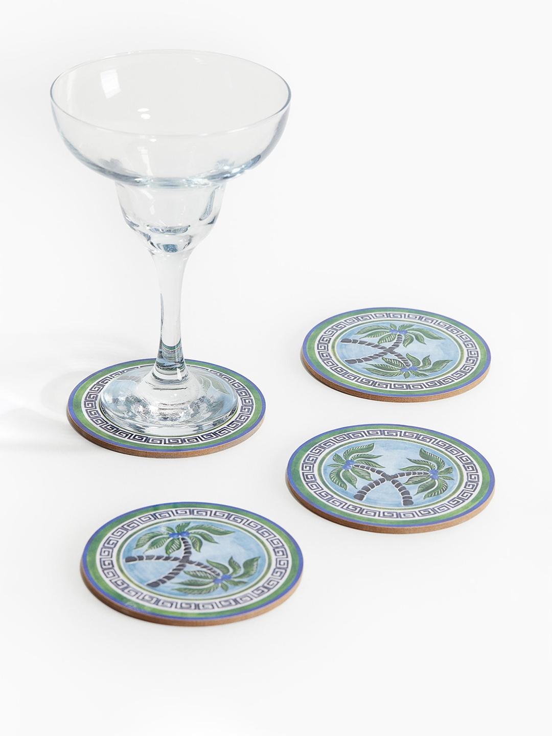 

H&M 4-Pack Graphic-Print Coasters, Blue