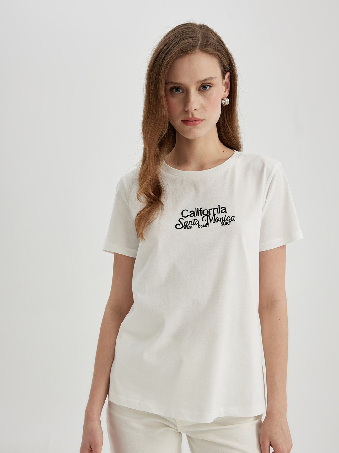 

DeFacto Typography Printed Pure Cotton T-shirt, White