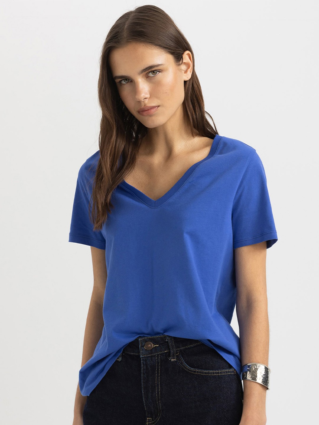 

DeFacto V-Neck Pure Cotton T-shirt, Blue
