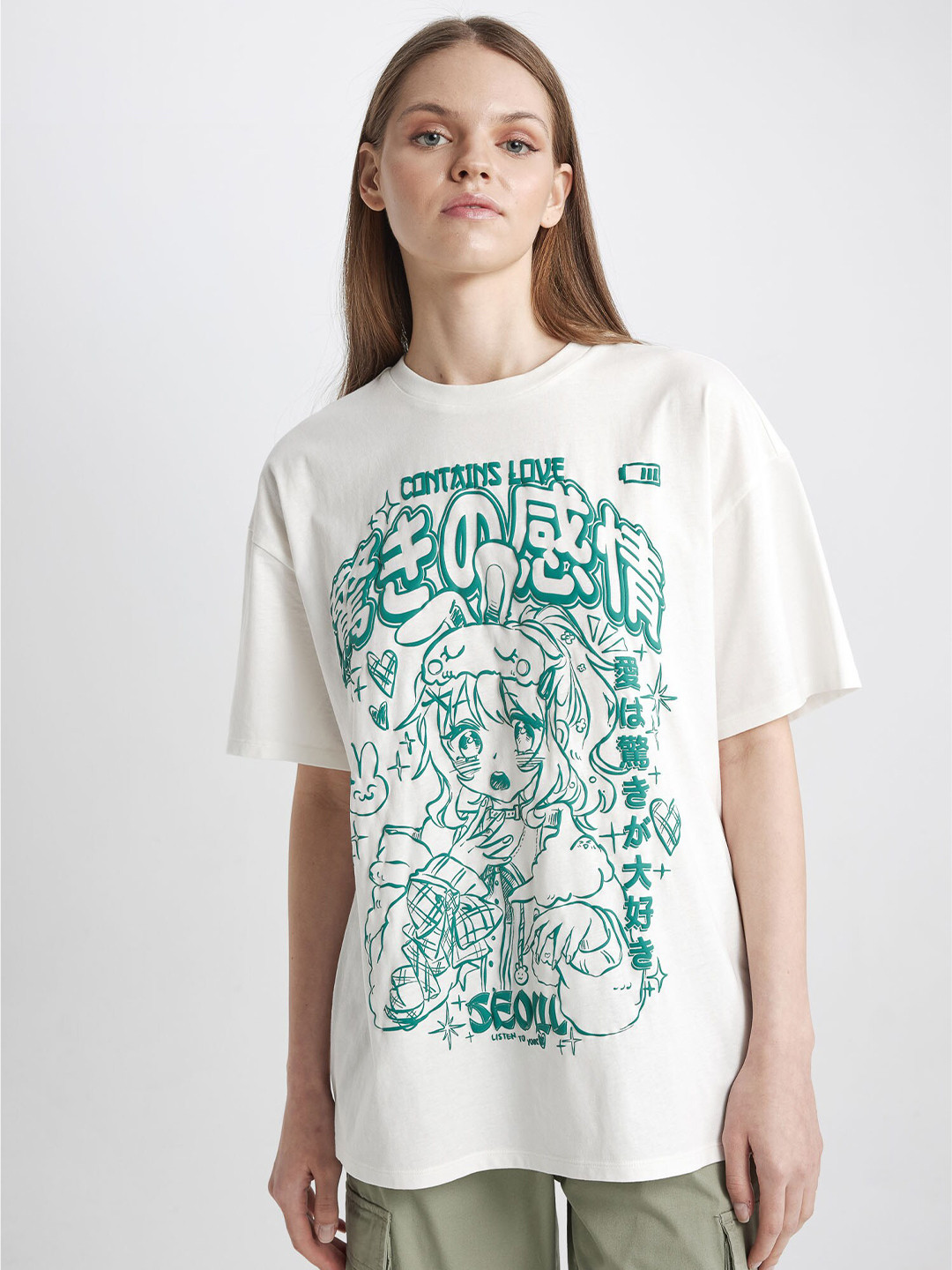 

DeFacto Typography Printed Pure Cotton T-shirt, White