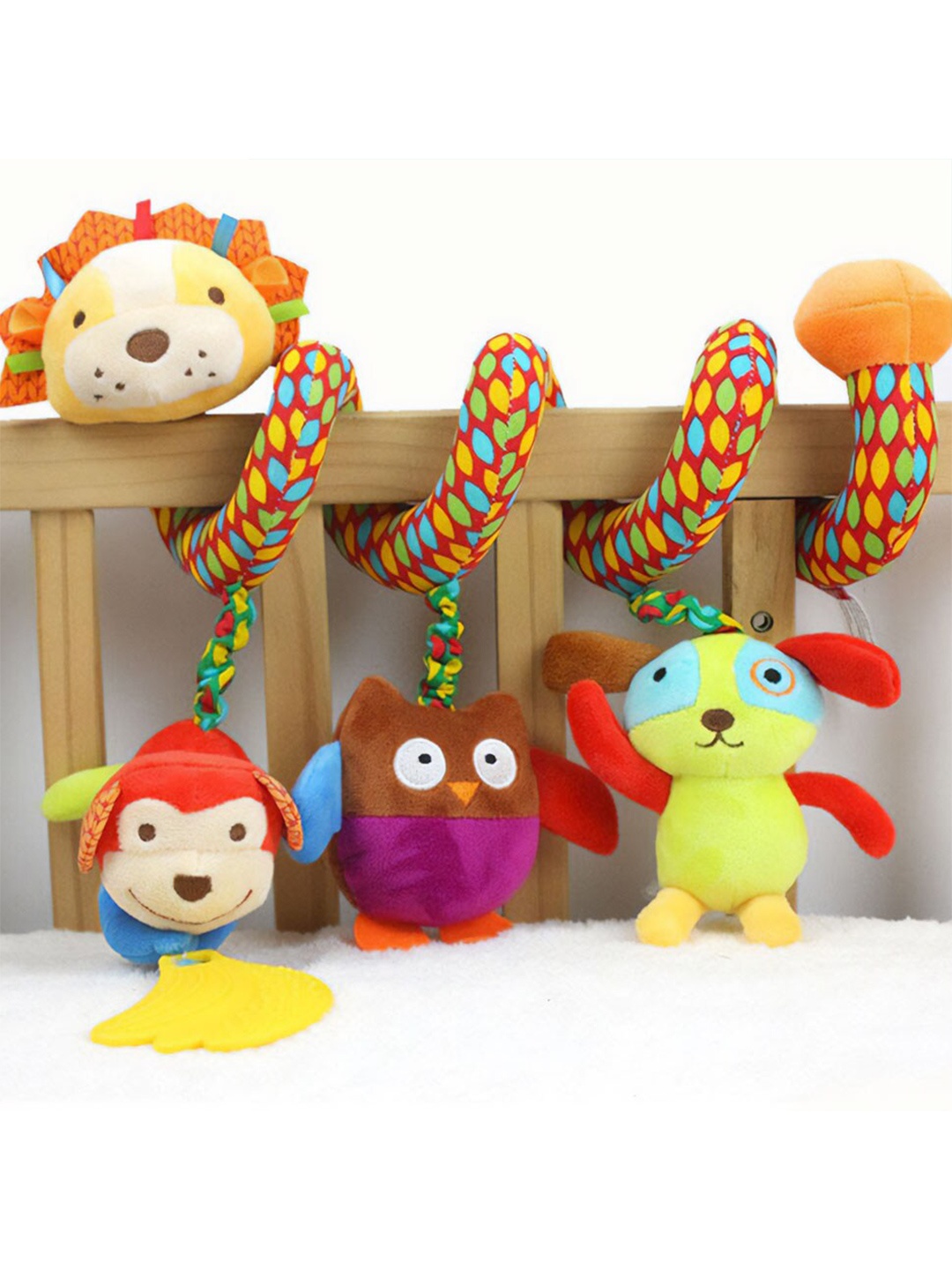 

Baby Moo Jungle King Squeaker And Teething Musical Crib Spiral Toy, Red