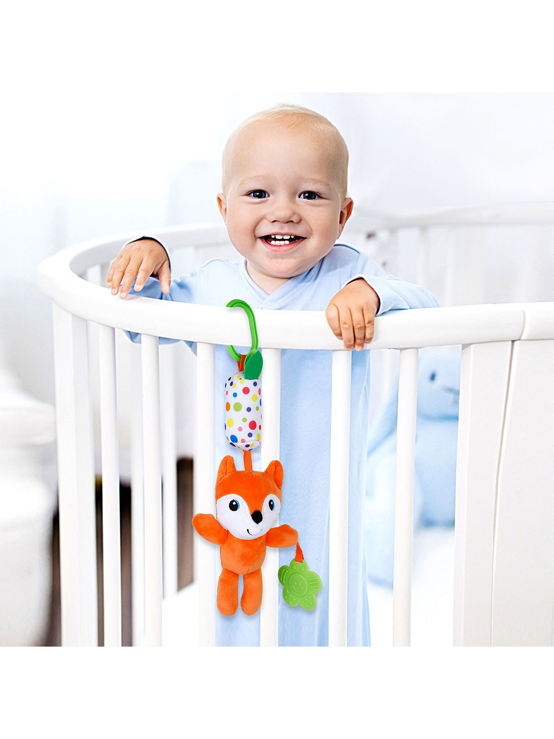 

Baby Moo Infants Fox Sensory Wind Chime Hanging Toy With Teether Orange