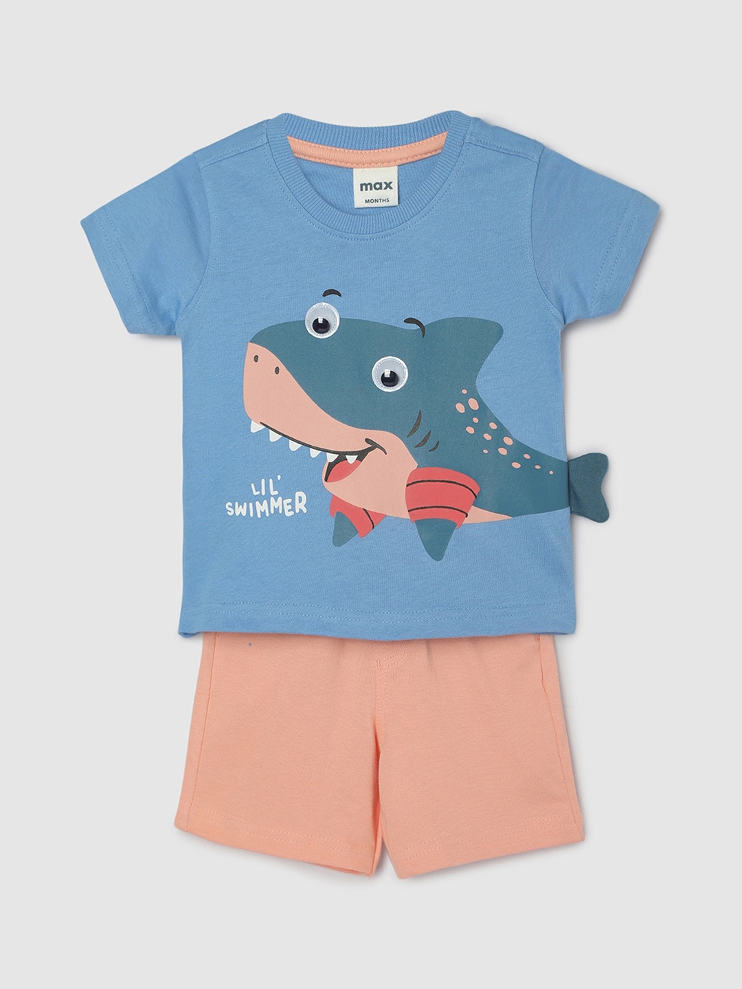

max Boys Printed T-shirt With Shorts, Blue