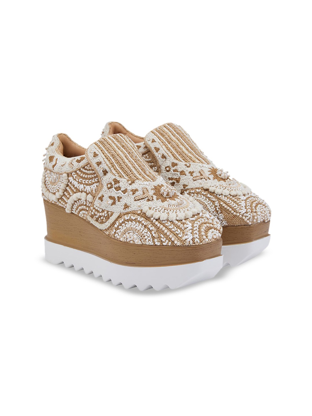 

Anaar Women Taffy At Teatime Embellished Lightweight Wedge Sneakers, Beige