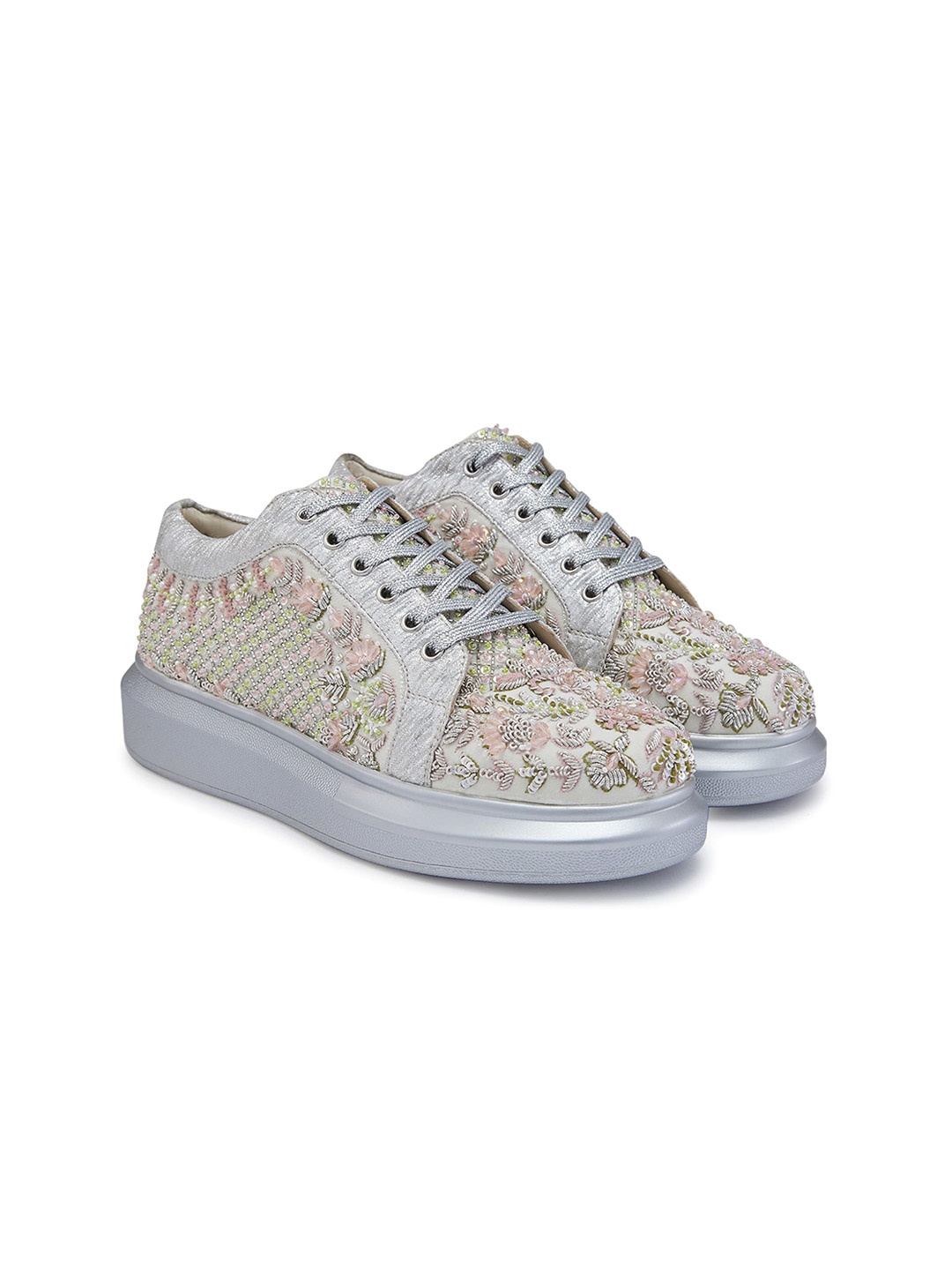 

Anaar Women Pista Rose Classic Embellished Lightweight Sneakers, Green
