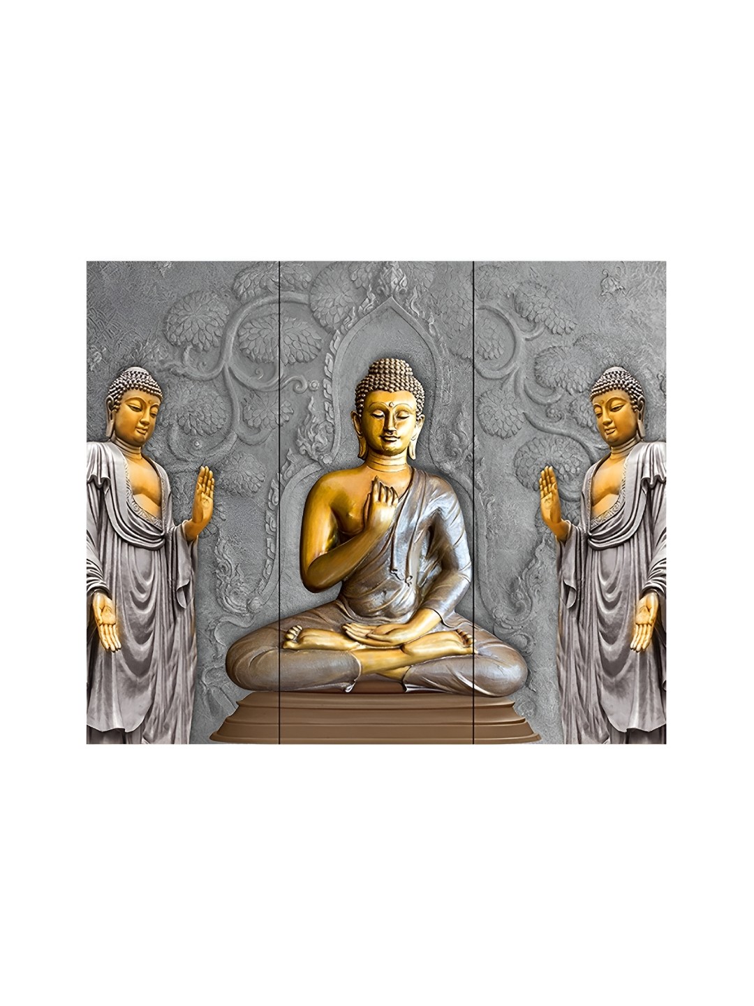 

Craft Smith Grey & Gold-Toned 3 Pieces Wooden Religious Painting Wall Art