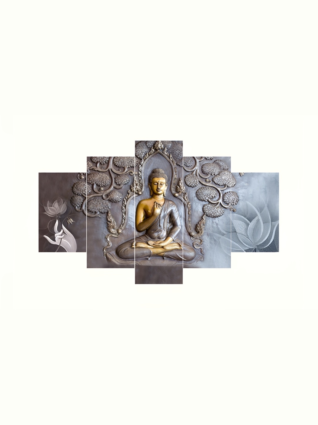 Craft Smith Grey & Gold-Toned 5 Pieces Wooden Religious Painting Wall Art