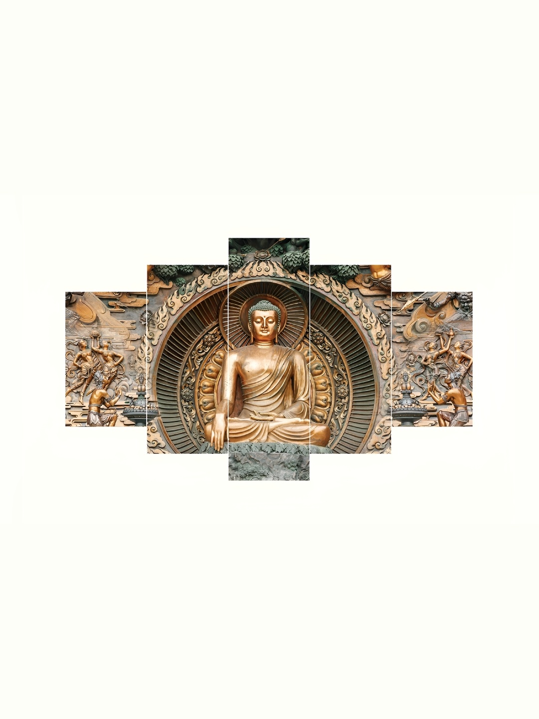 Craft Smith Gold-Toned 5 Pieces Wooden Religious Painting Wall Art