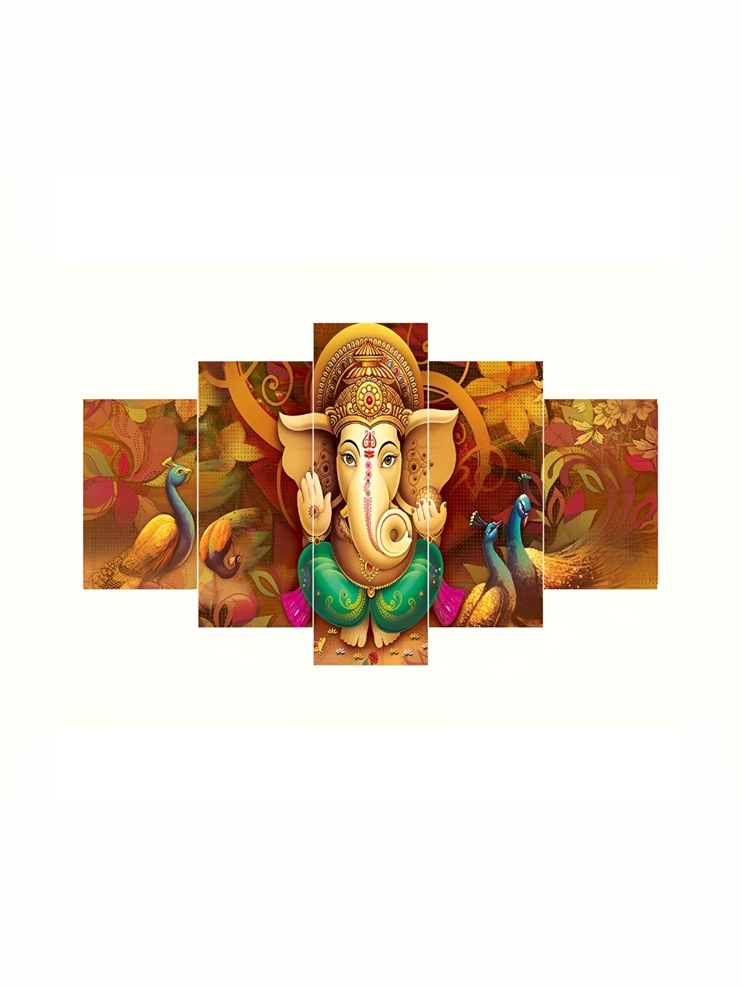 Craft Smith Green & Red 5 Pieces Wooden Religious Painting Wall Art