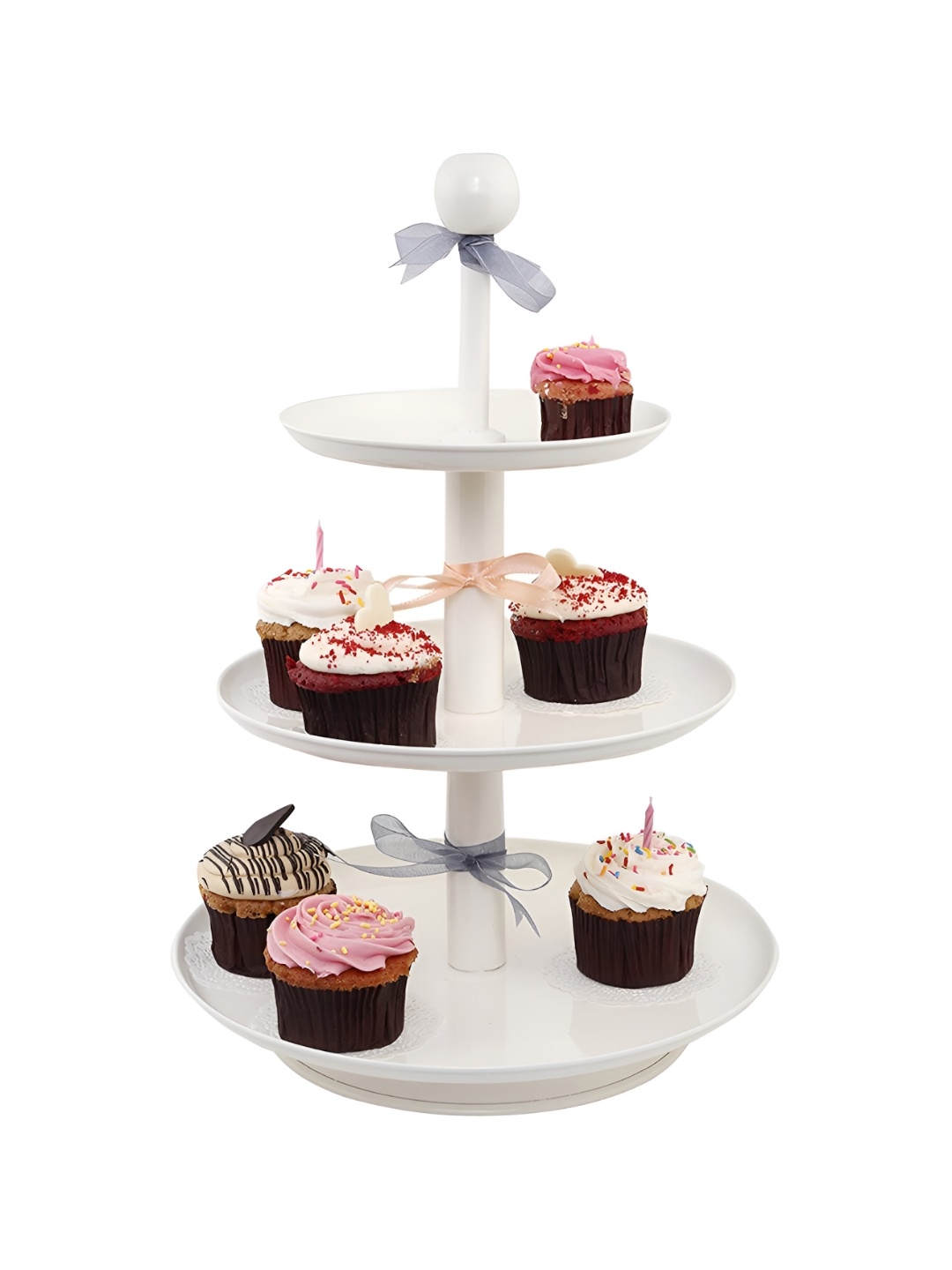 

Living With Elan Off-White 3 Tier Round Stainless Steel Cake Stand