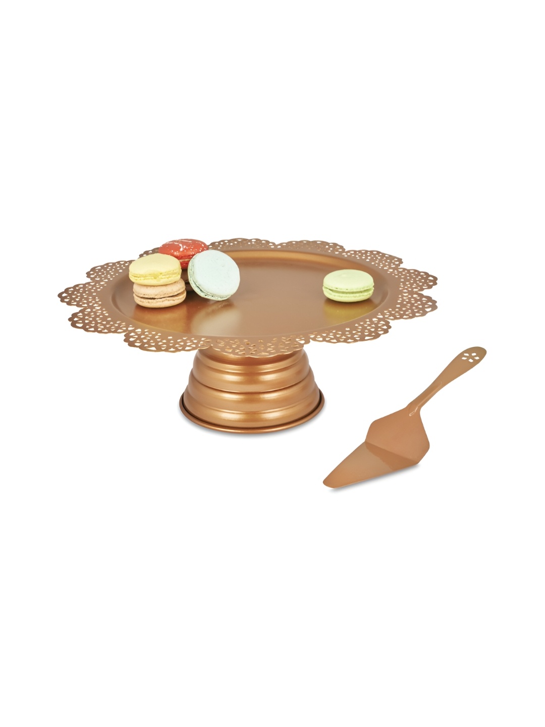

Living With Elan Copper Toned Scallop Cake Stand With Cake Server