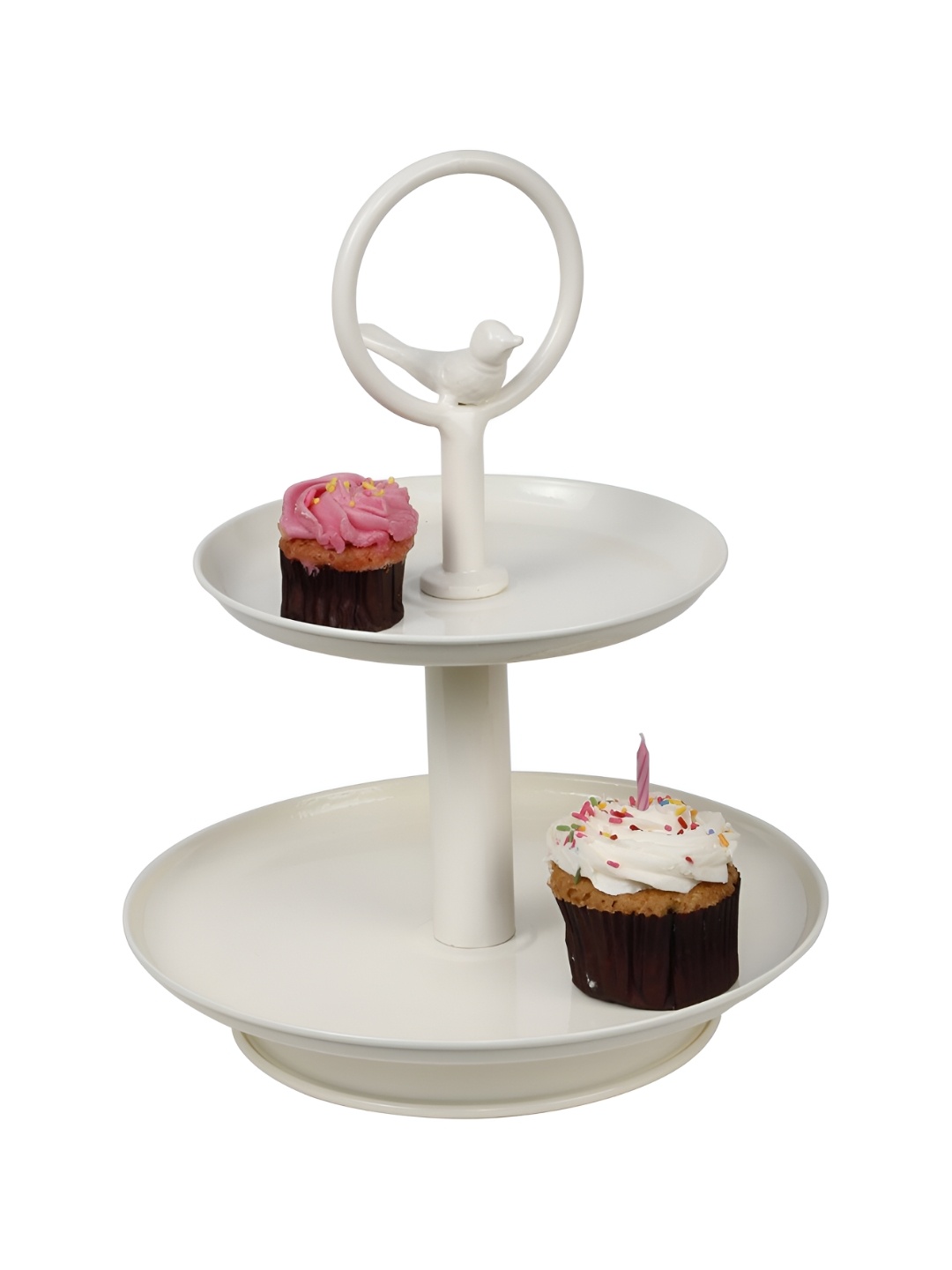 Living With Elan Tweet White 2 Tier Stacked Cake Stand, Off white