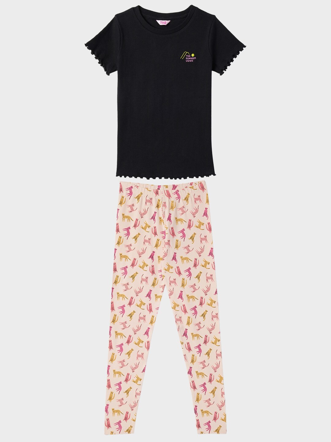 

R&B Girls Top With Leggings, Black
