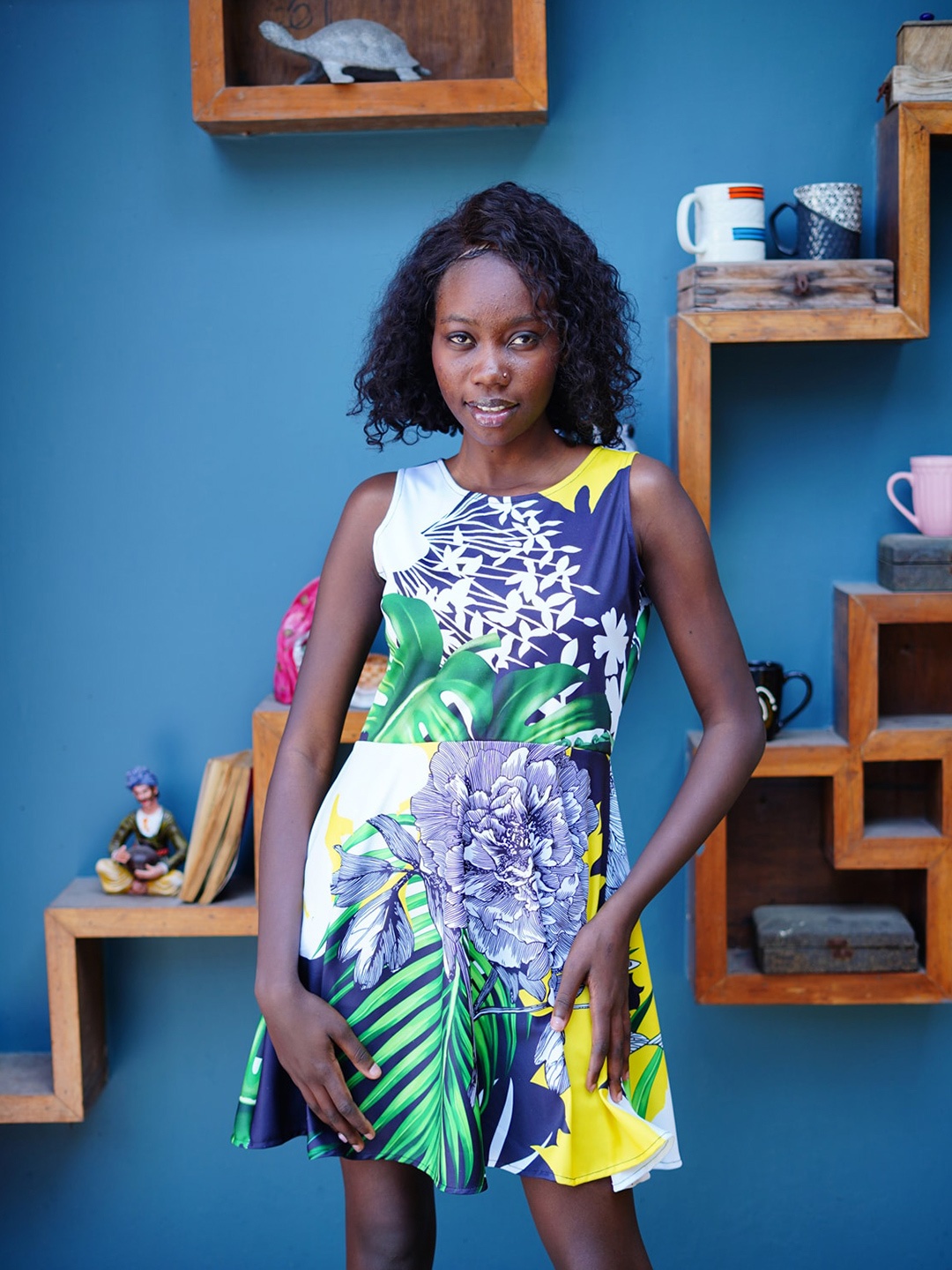 

Rajoria Instyle Floral Printed Fit & Flare Dress, Blue