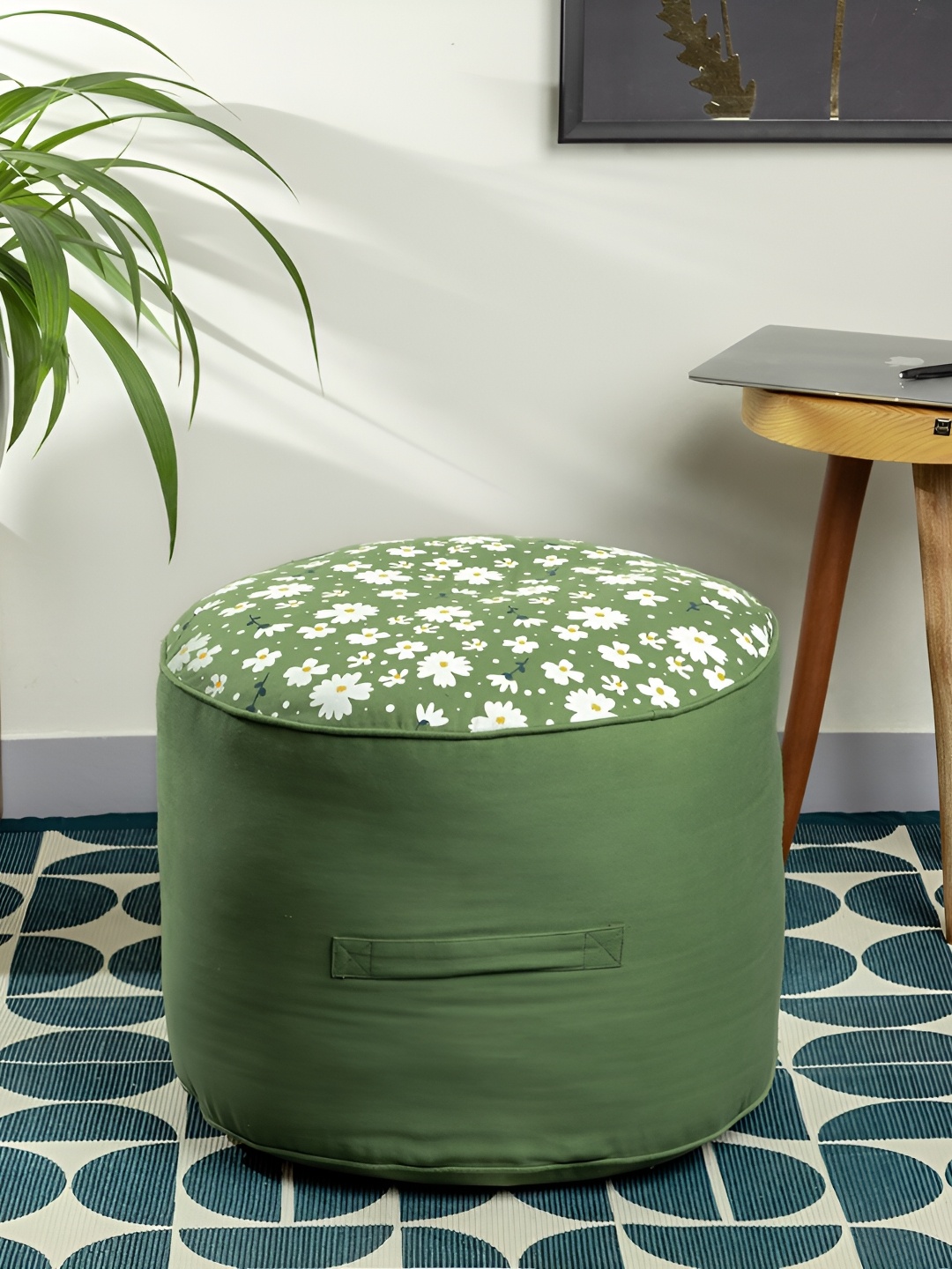 

SKANDA FAB Green Printed Pure Cotton Pouffes Cushion