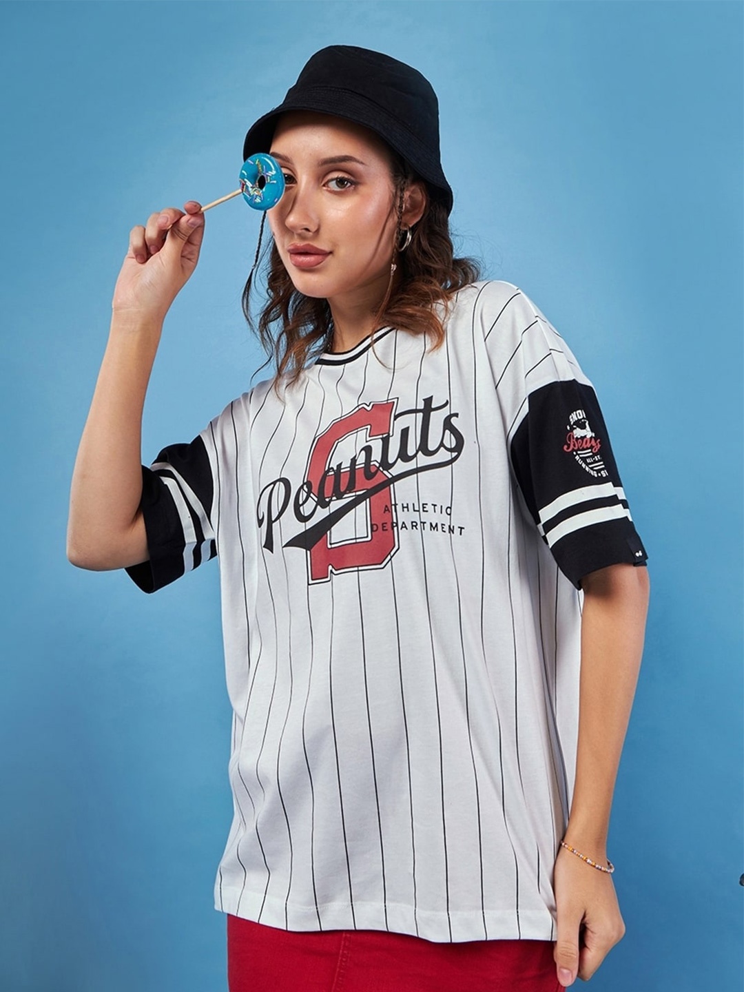 

Bewakoof Peanuts Typography Printed Drop-Shoulder Sleeves Oversized Cotton T-shirt, White