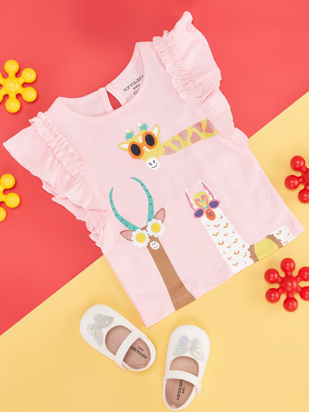 Pantaloons Baby Girls Graphic Printed Round Neck Cotton T-shirt, Pink