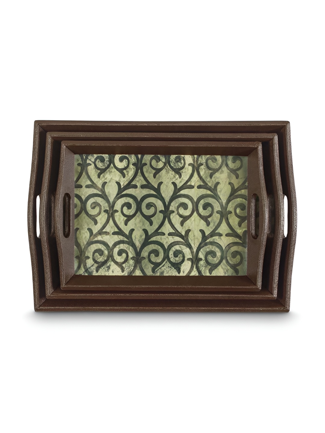 Freelance Set of 3 Printed Serving Trays, Brown