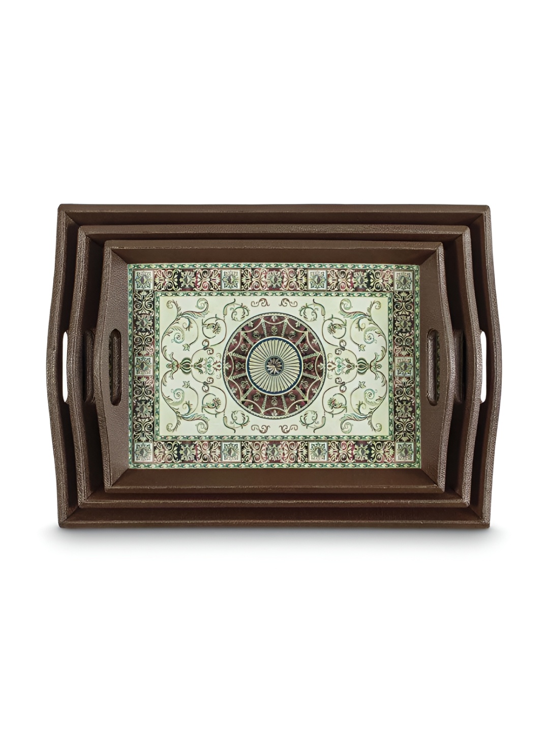 Freelance 3 Pieces Brown & White Printed Easy to Clean Serving Trays