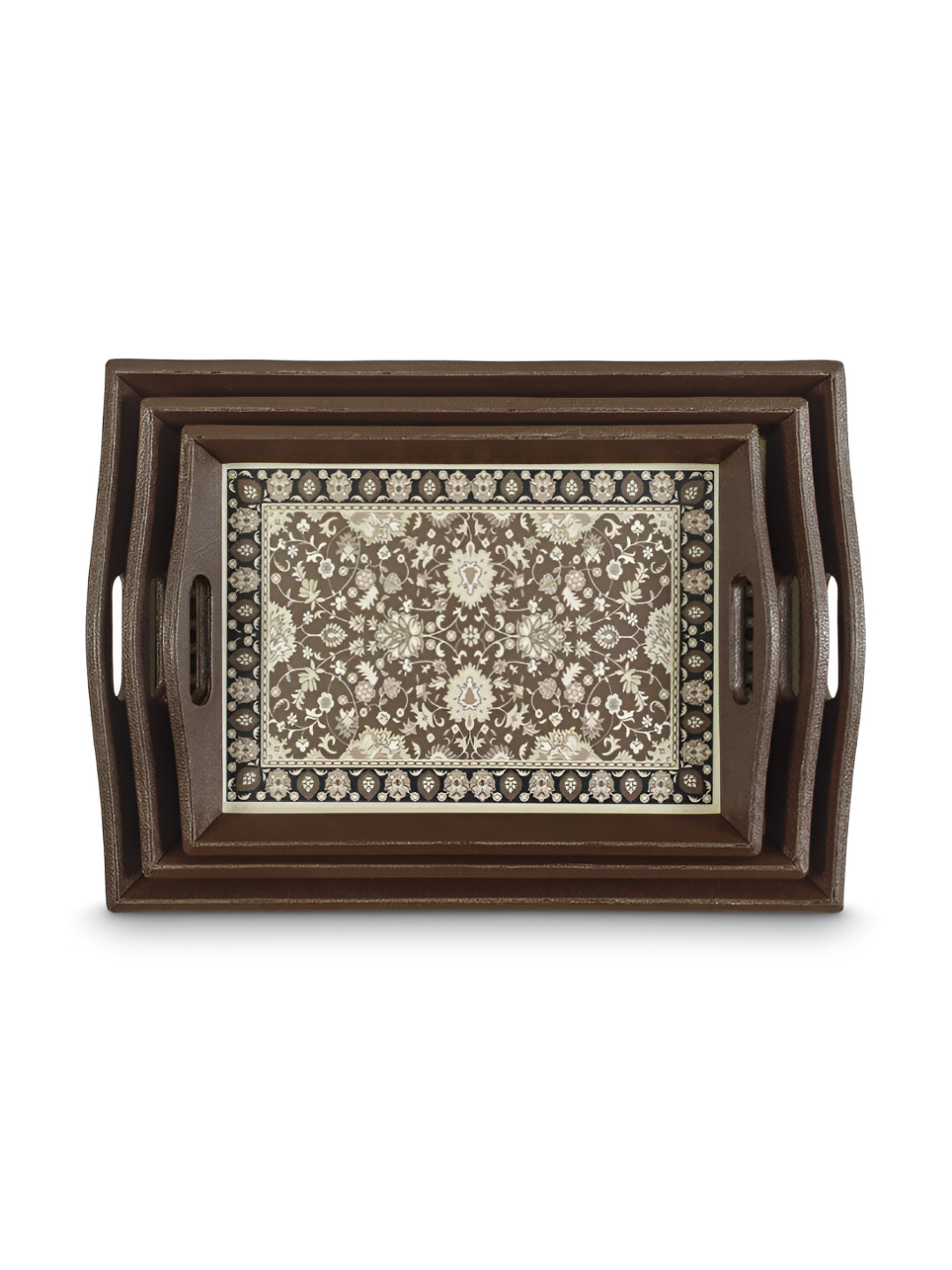 

Freelance Brown & White 3 Pieces Printed Easy to Clean Serving Tray