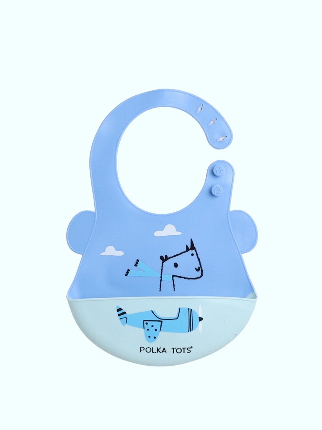 

Polka Tots Kids Printed Waterproof Feeding Bibs, Blue