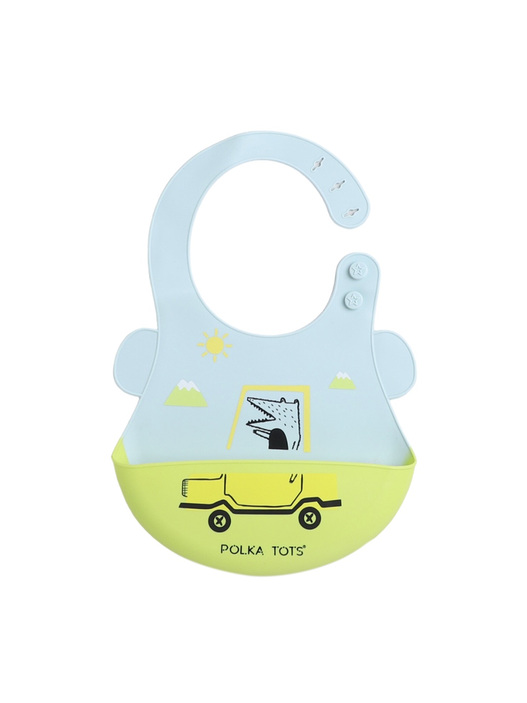 

Polka Tots Kids Printed Waterproof Feeding Bibs, Green