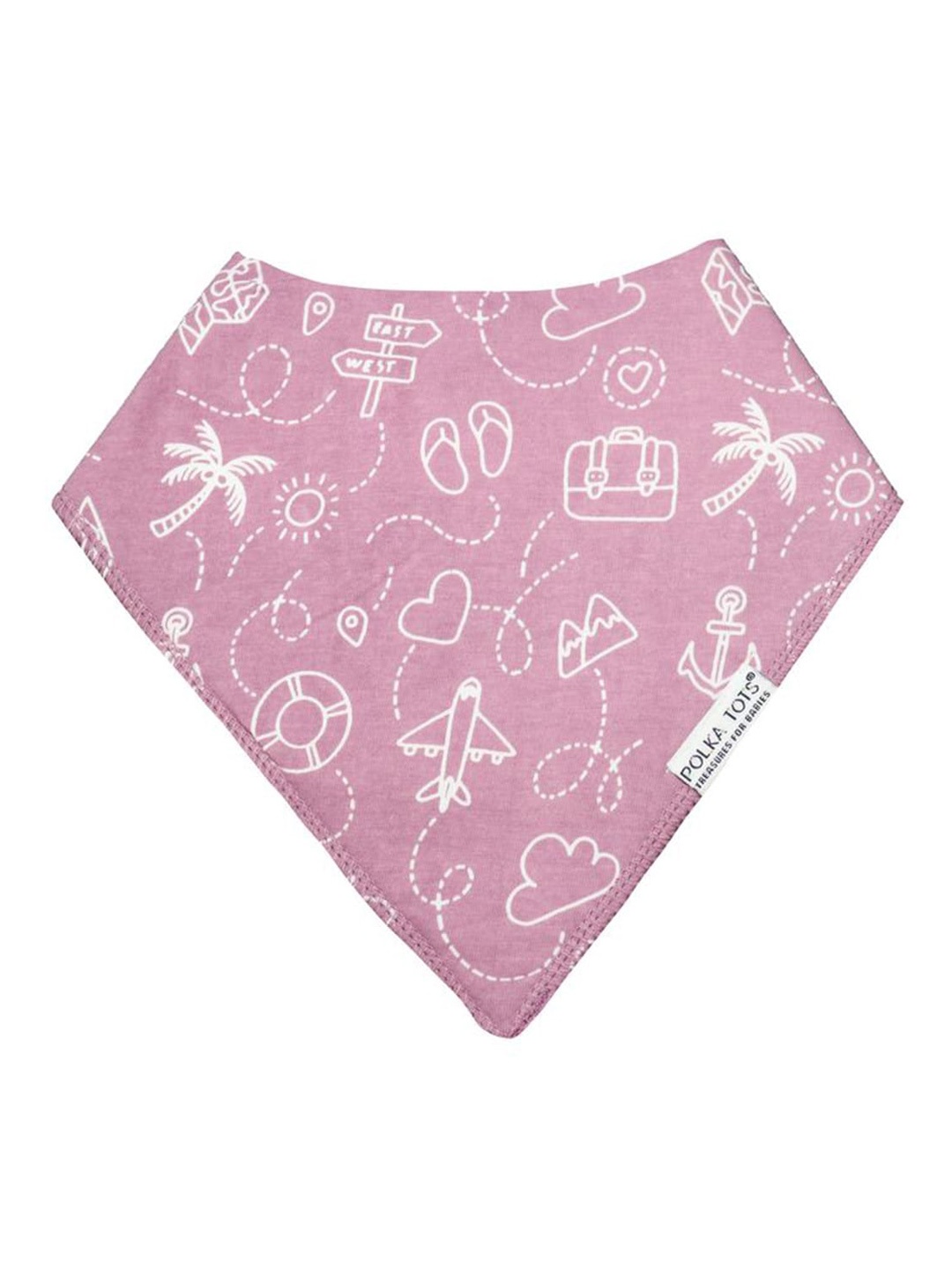 

Polka Tots Kids Printed Organic Cotton Feeding Bibs, Mauve