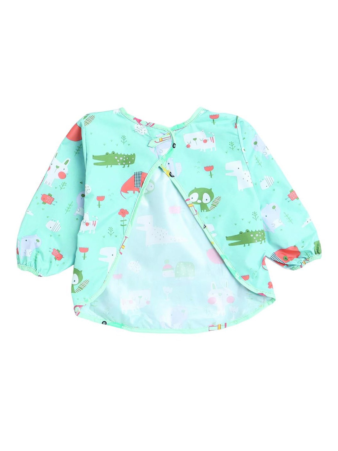 

Polka Tots Kids Printed Waterproof Full Sleeves Apron Feeding Bibs, Turquoise blue